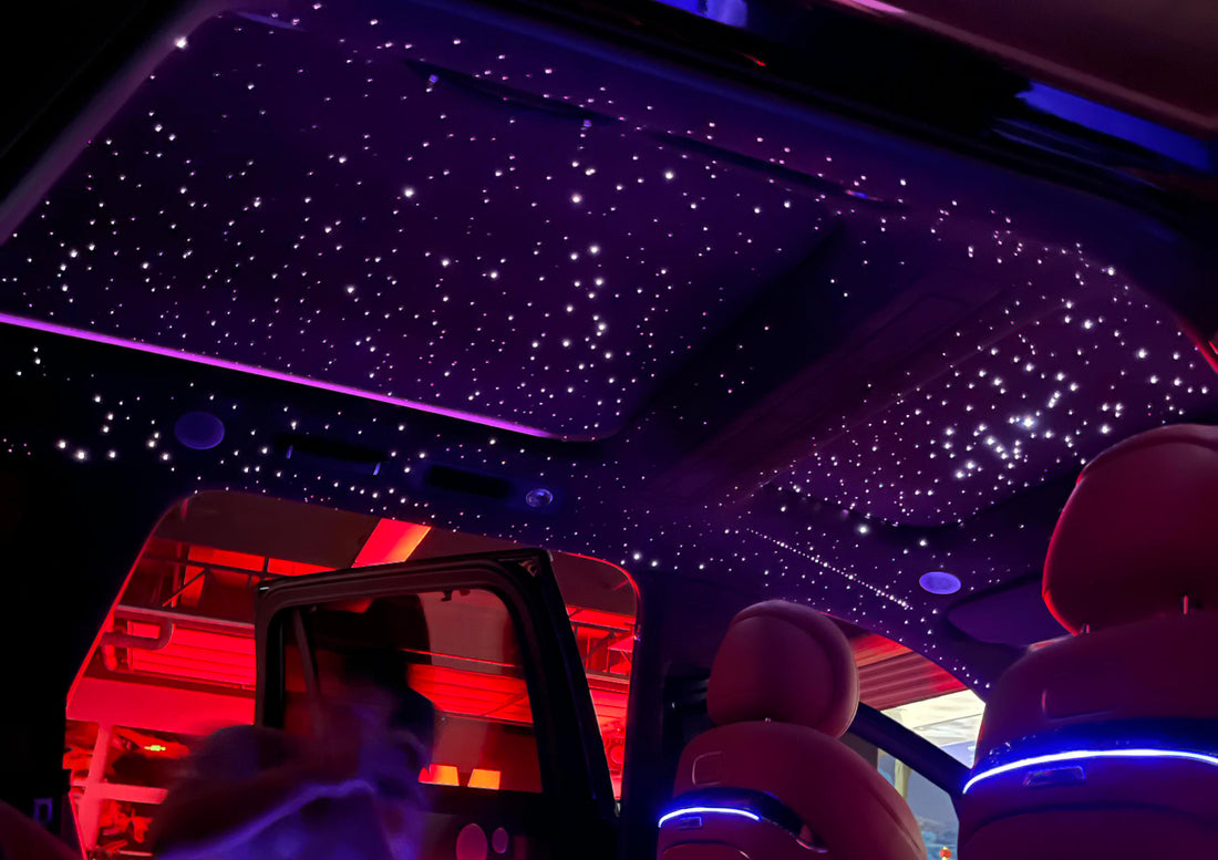 Where is the host of the car starlight ceiling placed?