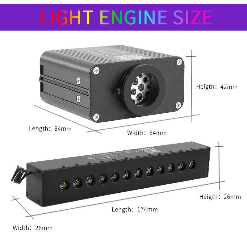 16W Small Size Twinkle Shooting Star Fiber Optic Lights, Music Activated Optical Fiber Star Ceiling Light Kit for Car/Home Headliner Star