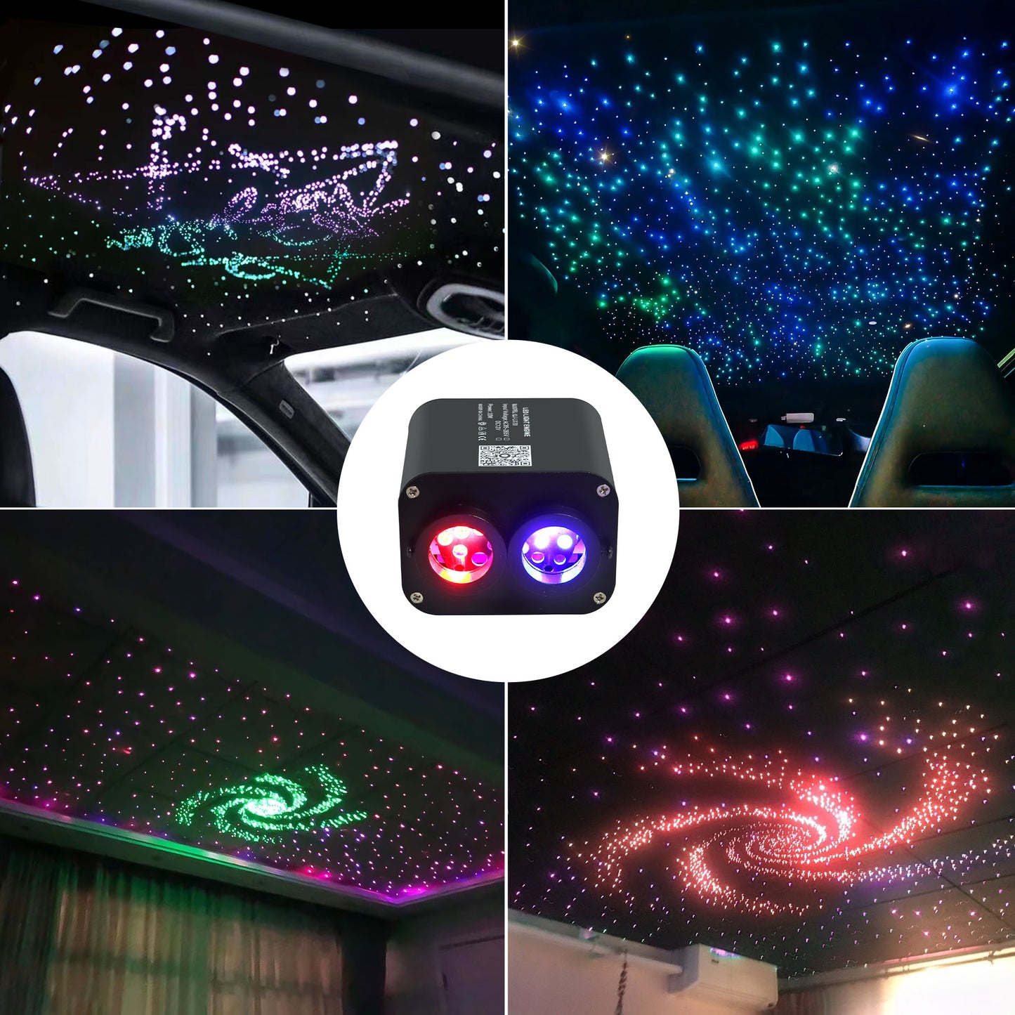 BEESIDY 20W Twinkle Dual Color Fiber Optic Lighting Kit, Starlight Headliner Kit for Car/Home Use,Star Roof Lights with Bluetooth App/Remote Control