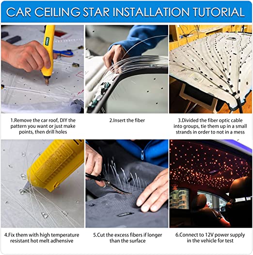 6W Fiber Optic Lights,Star Lights Headliner Kit for Car Use, Car Star Ceiling Lights with APP Control/Remote Music Mode