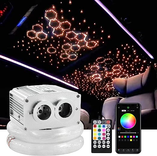 2x8W Dual Port Twinkle Starlight Headliner Kit,Rolls Royce Ceiling Stars with Fiber Optic for Car Home Use, Star Lights for Car Controlled Via APP/Remote